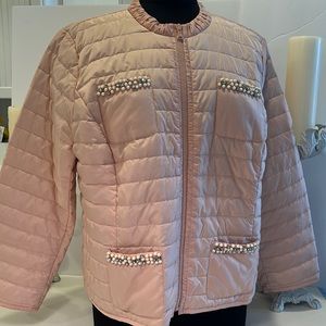 Chico’s light pink beaded jacket petite 3